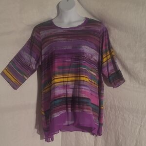 LOGO by Lori Goldstein Multicolor Striped Blouse